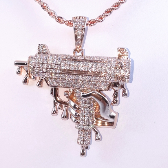 Icy Rose Uzi + 20" Rope Chain - Picture 6 of 8